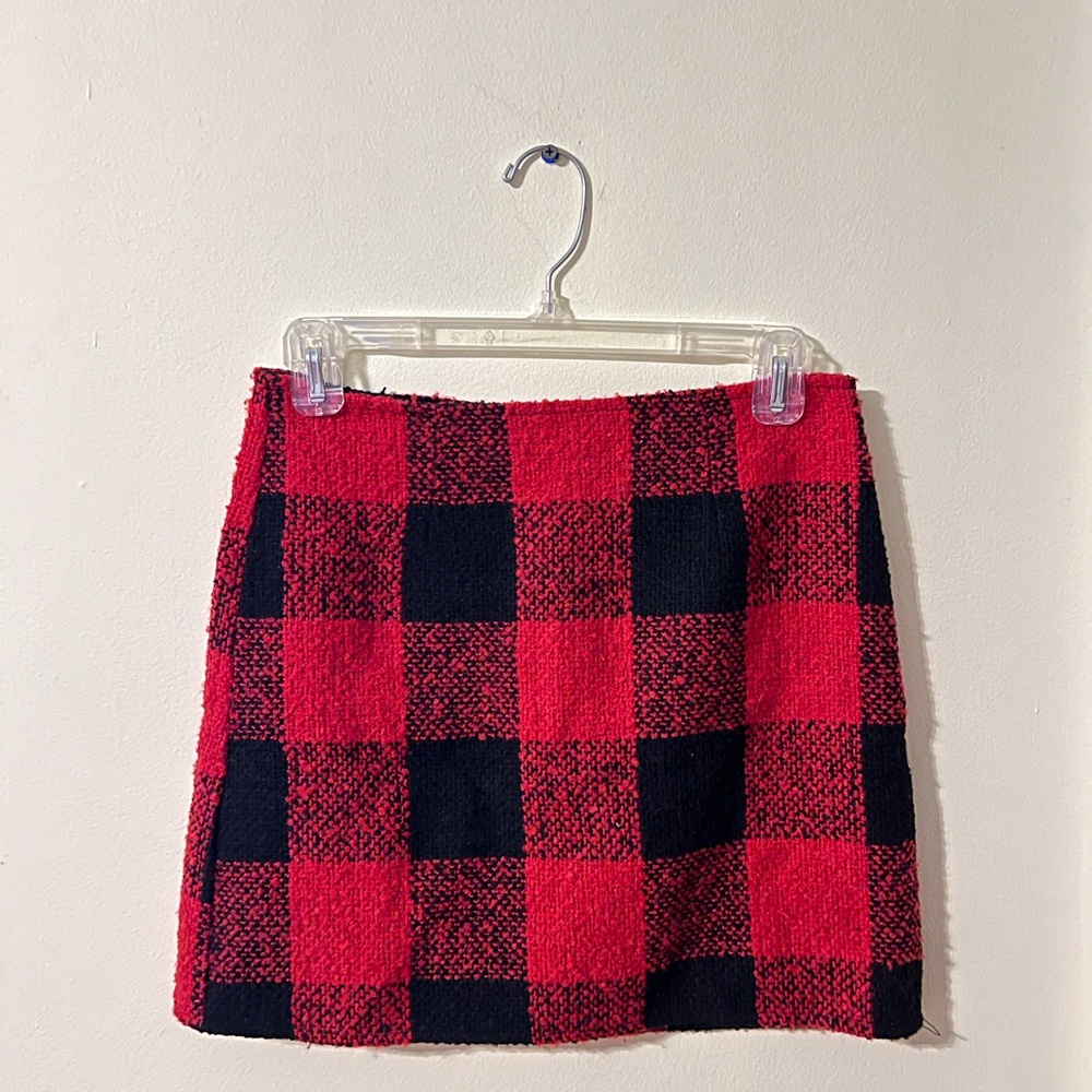 Forever 21 Red and Black Plaid Pencil Skirt